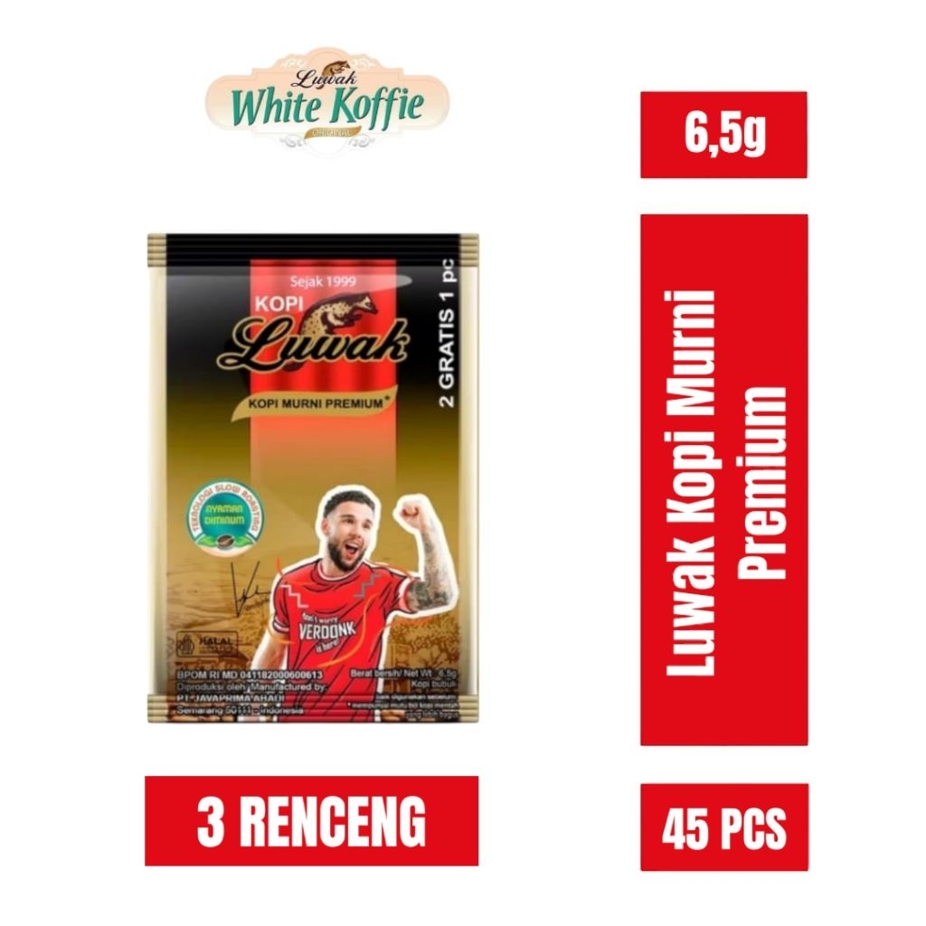 3 RENCENG KOPI LUWAK MURNI PREMIUM 6,5g 45 SACHET