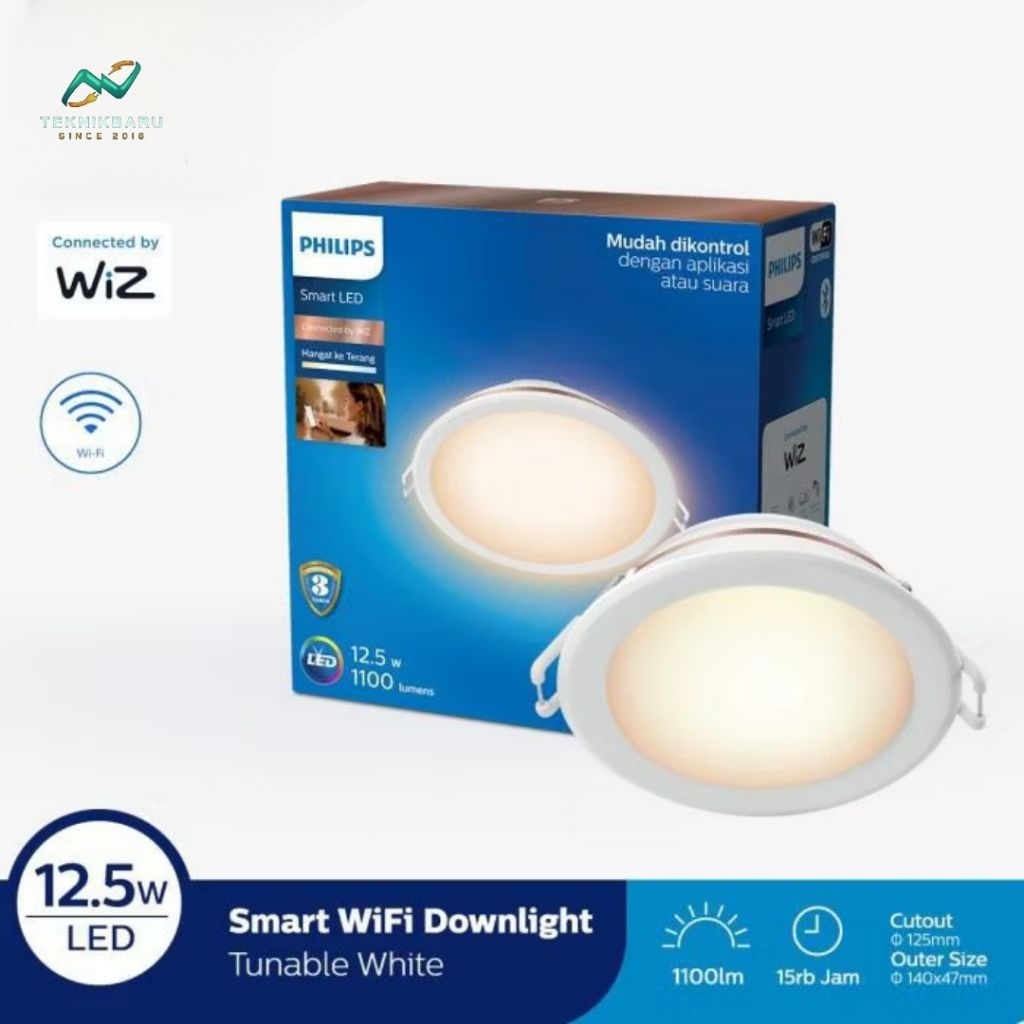 Lampu Downlight Philips 12.5W LED WIFI Bluetooth Tunable White 12.5 Watt Smart Wiz App Plafon