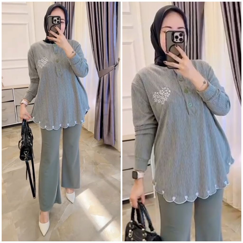 setcel atasan busui kaos knit rajut import bordir cantik terbaru