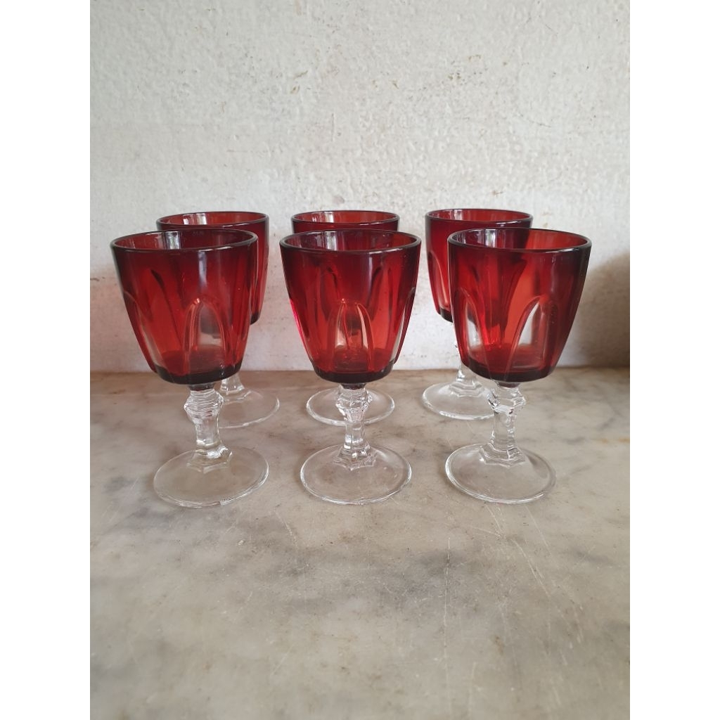 6 biji gelas antik kristal uk 9 cm