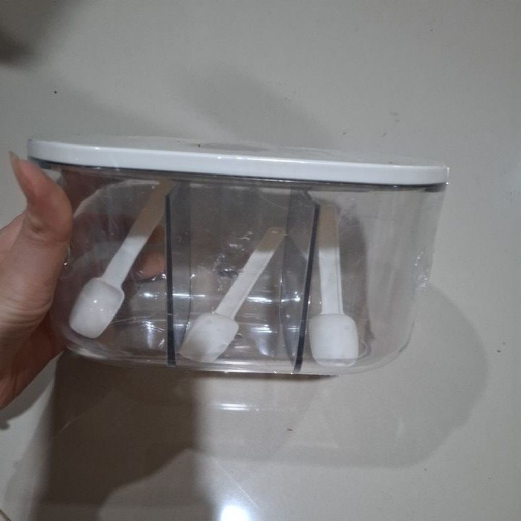 Rak bumbu Dapur Gantung Set (3pc) Bahan Aklirik / Toples Bumbu Dapur Set Aesthetic / Wadah Bumbu Dap