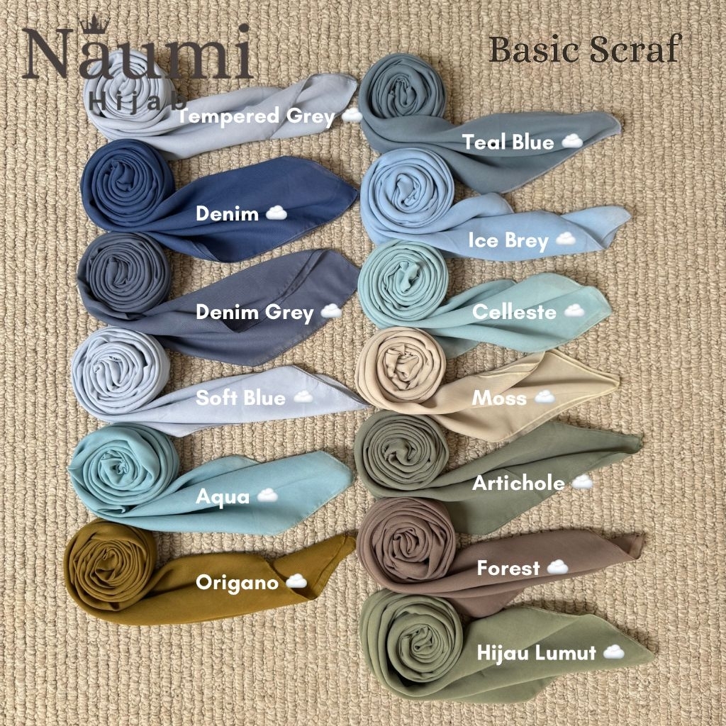 Jilbab Segi Empat Polos Basic Scarf, Polycotton Premium, Jilbab Premium
