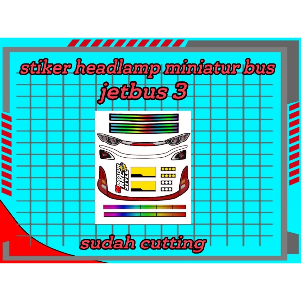 aksesoris miniatur bus, stiker headlamp miniatur jb3 dan jb5, aksesoris bus, lampu miniatur bus rkc,