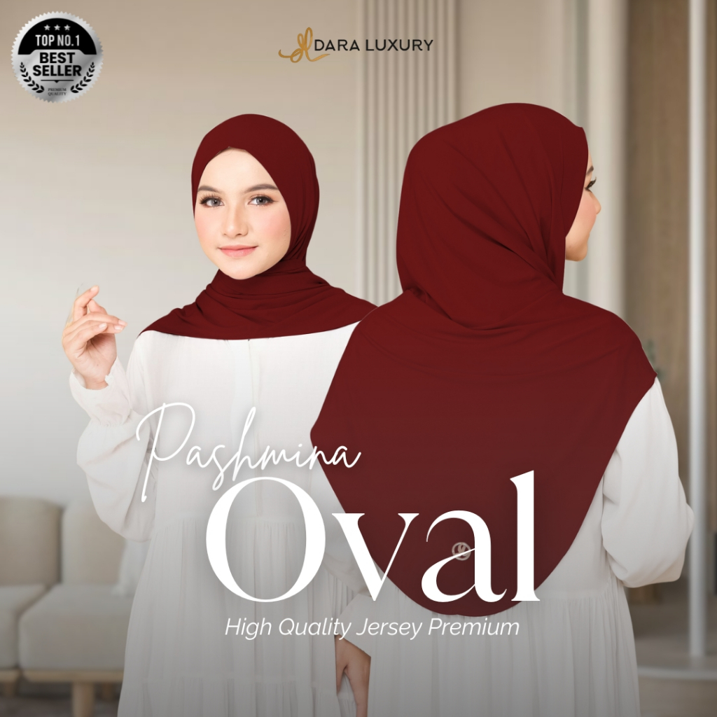 Dara Luxury | Nara | Hijab Pashmina Oval Jersey | Hijab Panjang Adem Ringan Syari'i | Hijab Polos