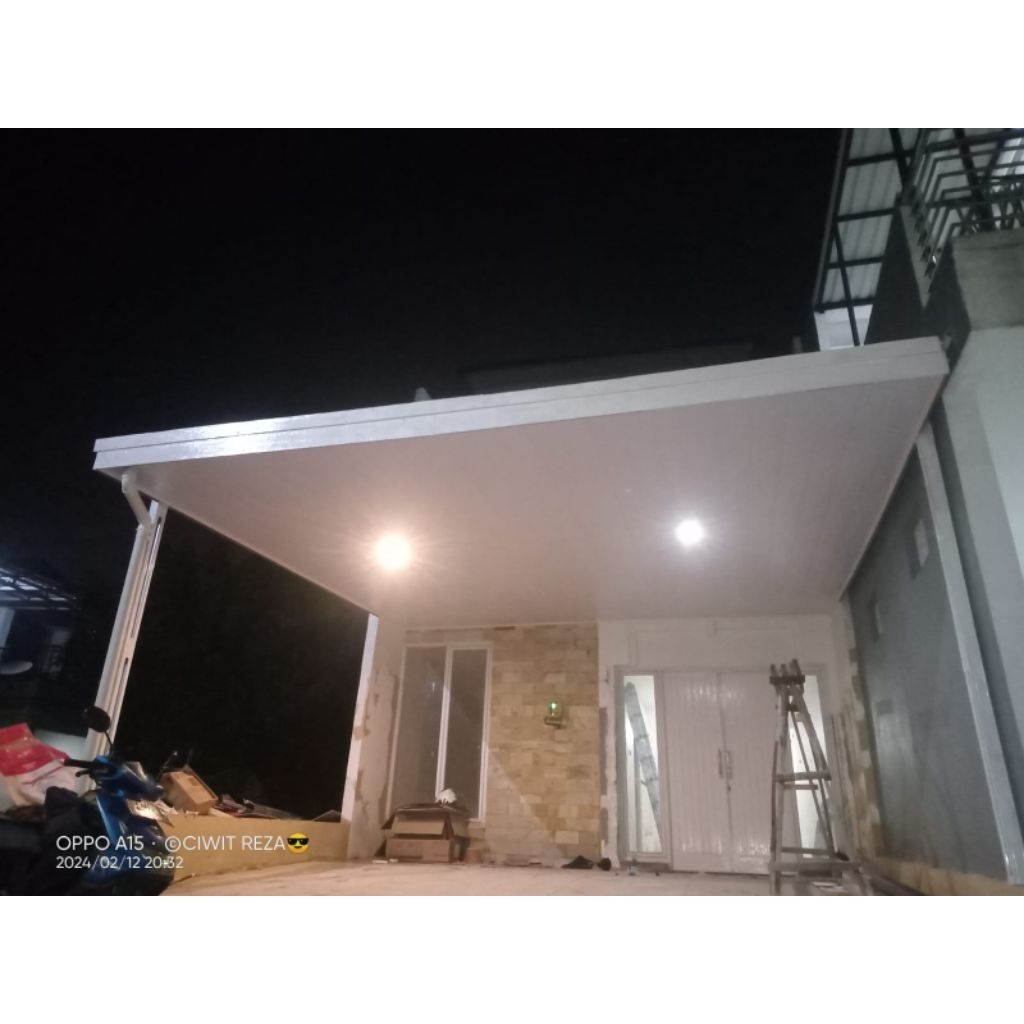 kanopi plpon PVC atap alderon singel terpasang