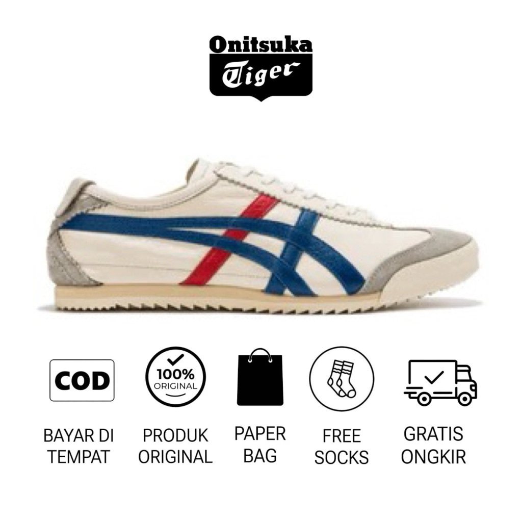 Sepatu onitsuka japan cream navy red sepatu wanita sepatu pria unisex original