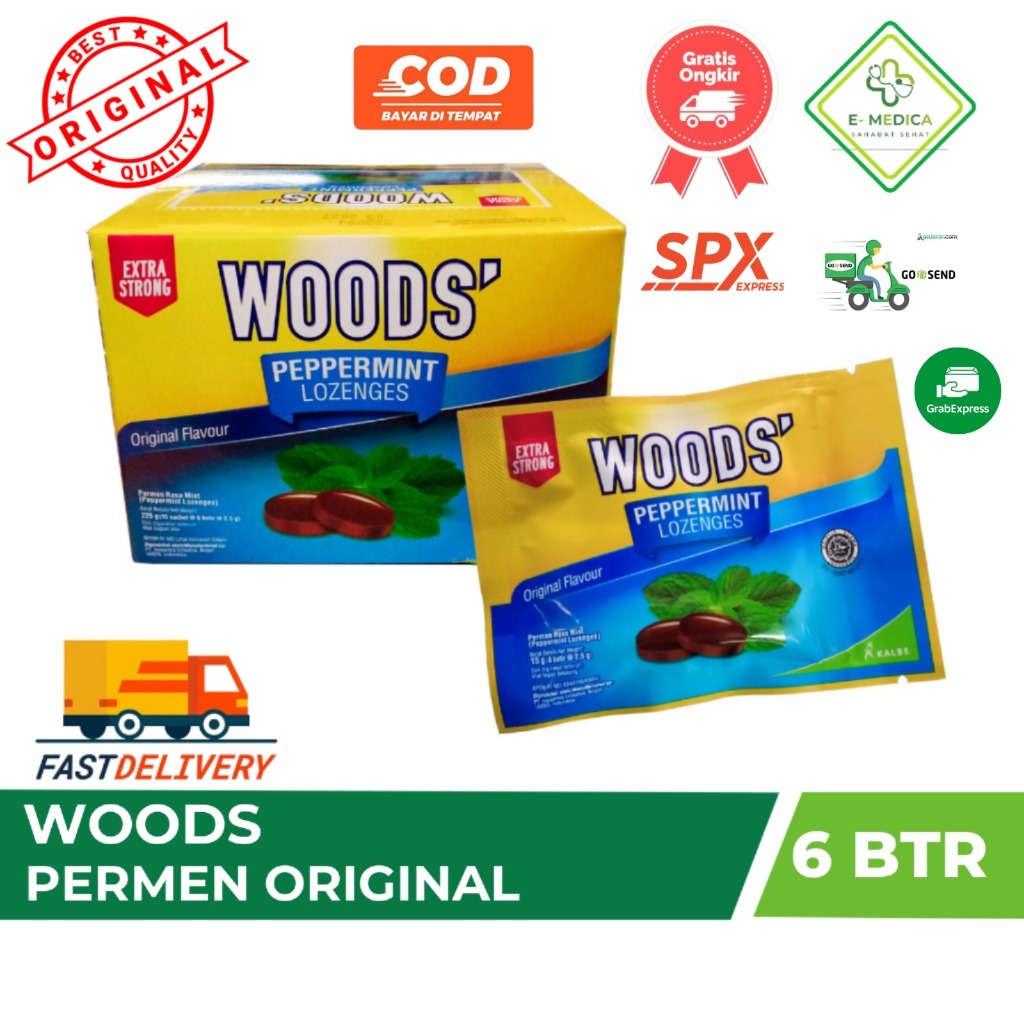 

✨KILAT✨ Woods peppermint Lozenges Permen Pereda Batuk 6'S
