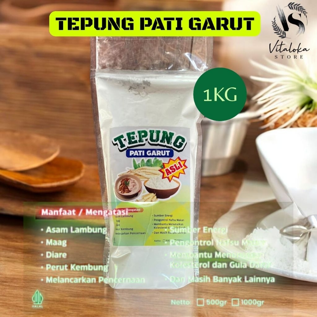tepung pati garut 1kg/ pati garut asli /obat maag alami