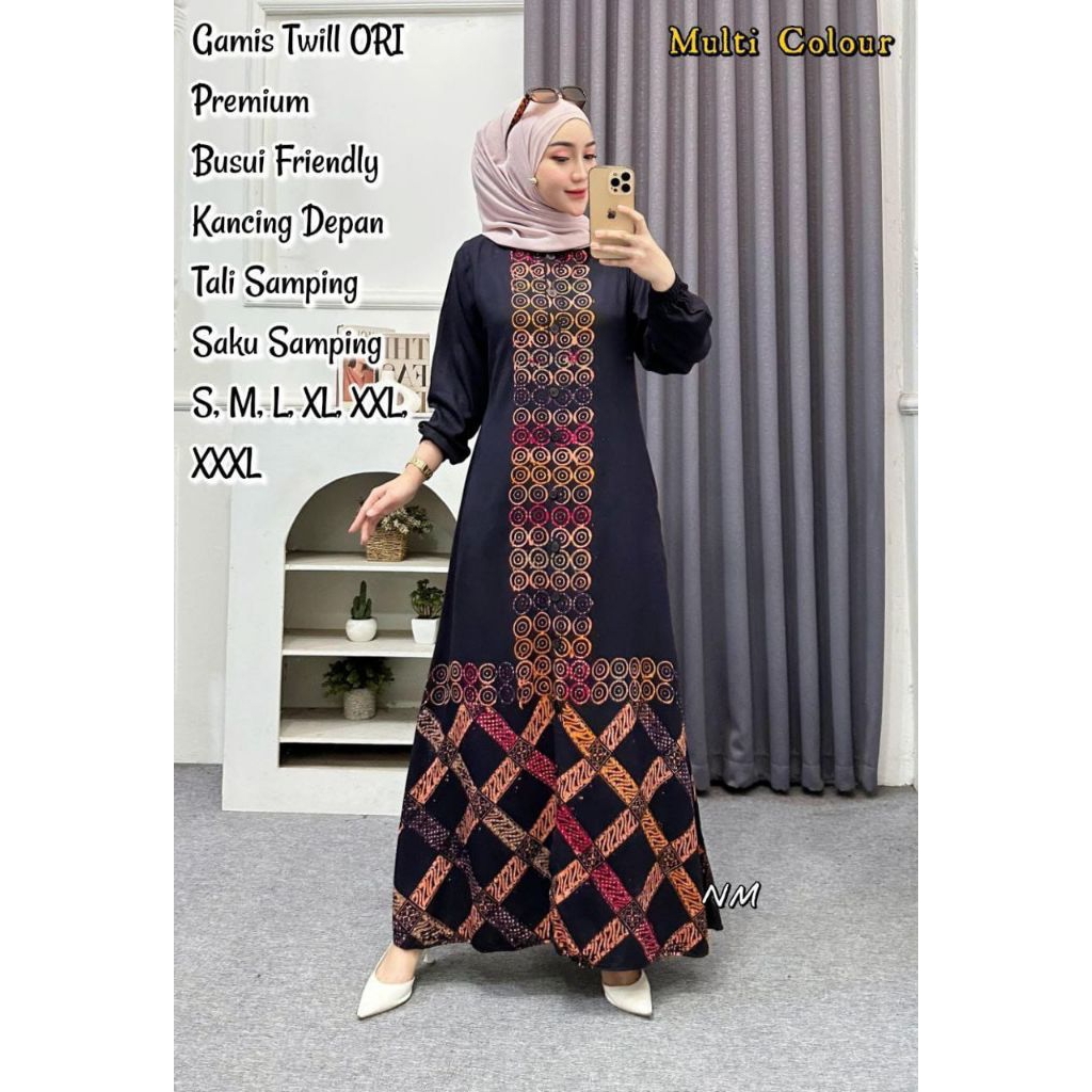 batik gamis twill ori ada dua tali samping