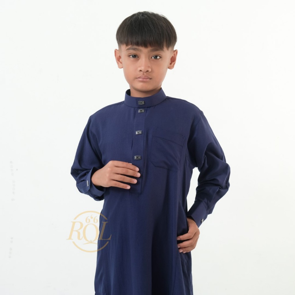 Raqilla - Jubah KAREEM Biru Dongker Anak Laki Laki usia 4 - 12 tahun Bahan Polymicro | Baju Gamis Ju