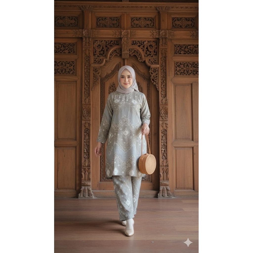 SetCelana Pewarnaan Alam Jumputan Handmade