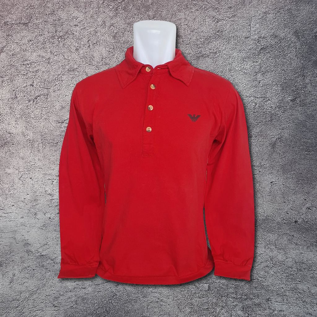 Baju Kaos Polo Panjang EMPORIO ARMANI - Size S / Lebar Dada 49 cm - Original - Second