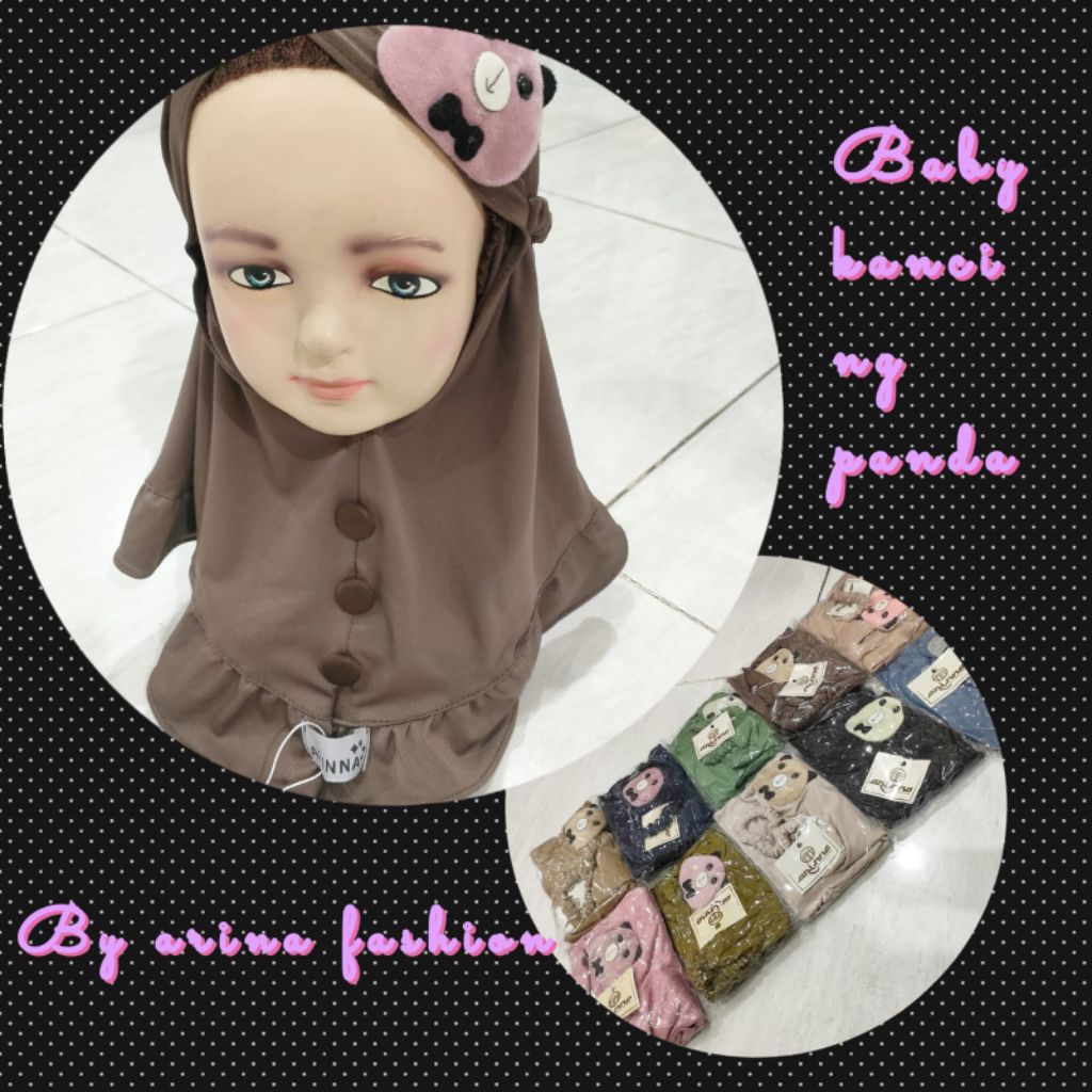 Hijab baby panda tali karet rempel Jersey arina terbaru