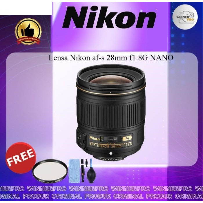 Lensa Nikon af-s 28mm f1.8G NANO / Nikkor 28mm F1.8 G Nano