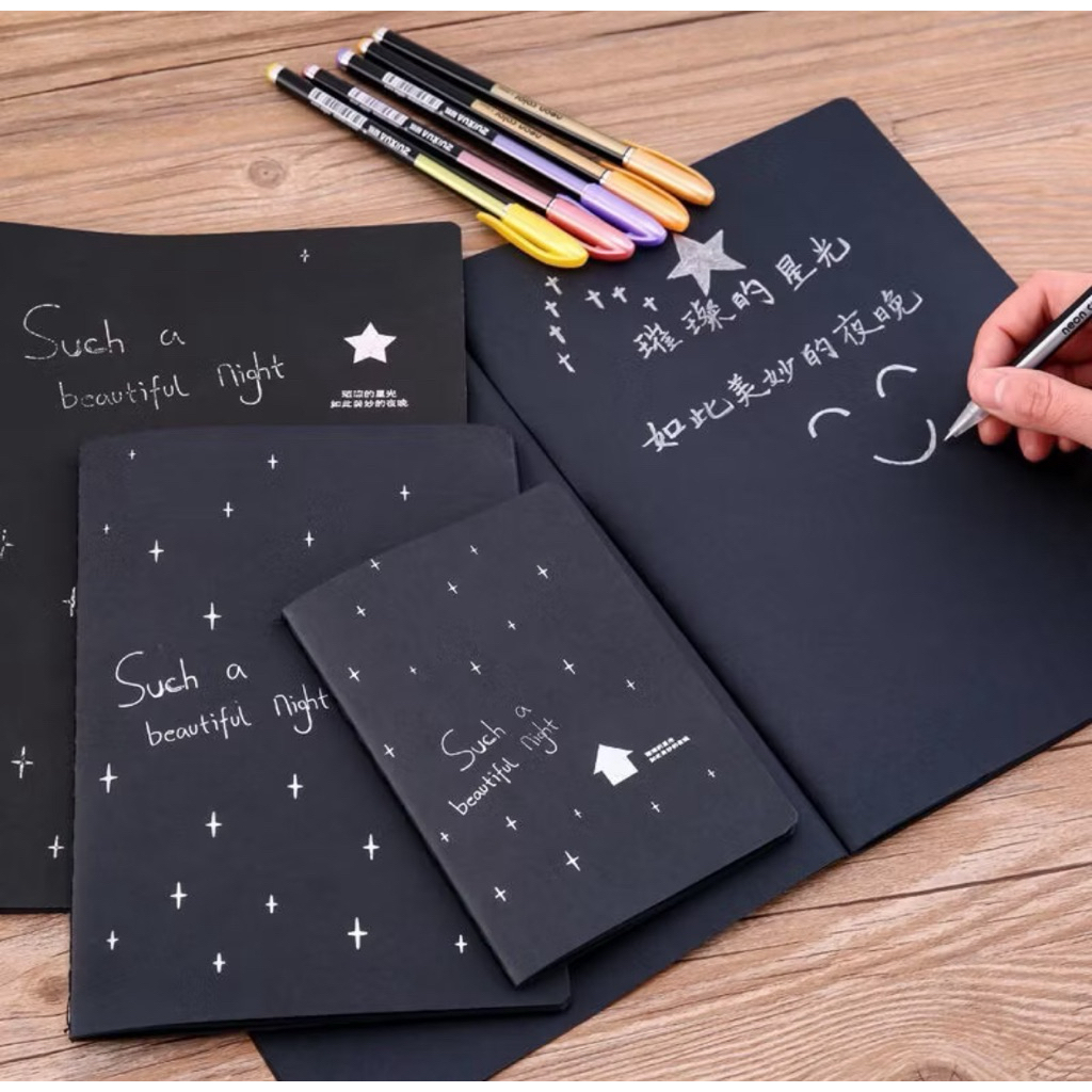 Buku Tulis Kertas Hitam A6 A5 B5 Black Paper Plain Notebook