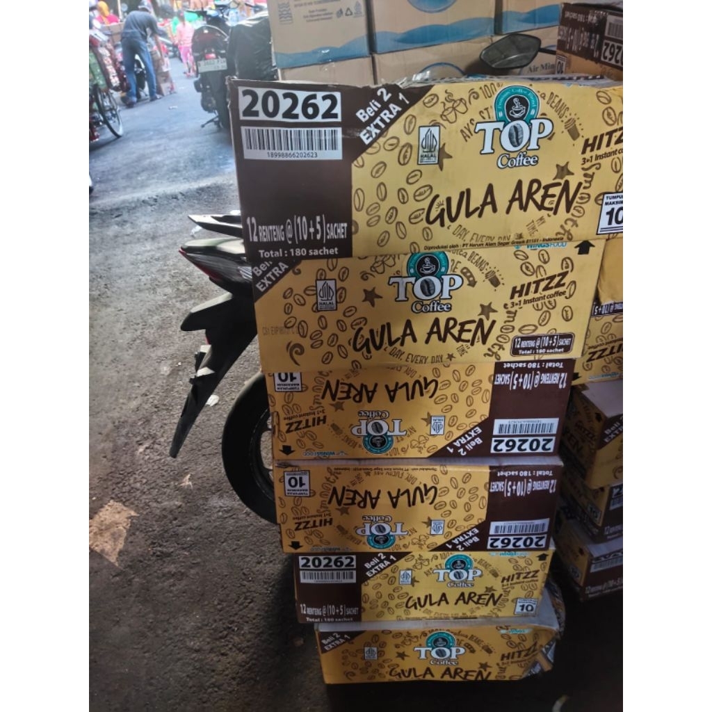 

Top coffee Gula Aren 1karton isi 12renceng