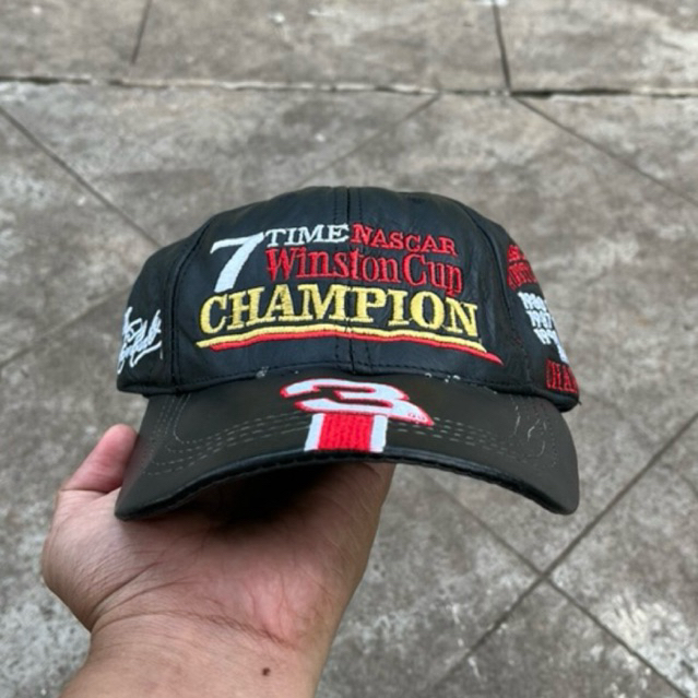 Dale Earnhardt Jr 3 Black Leather 7 time NASCAR Winston Cup Champion Cap