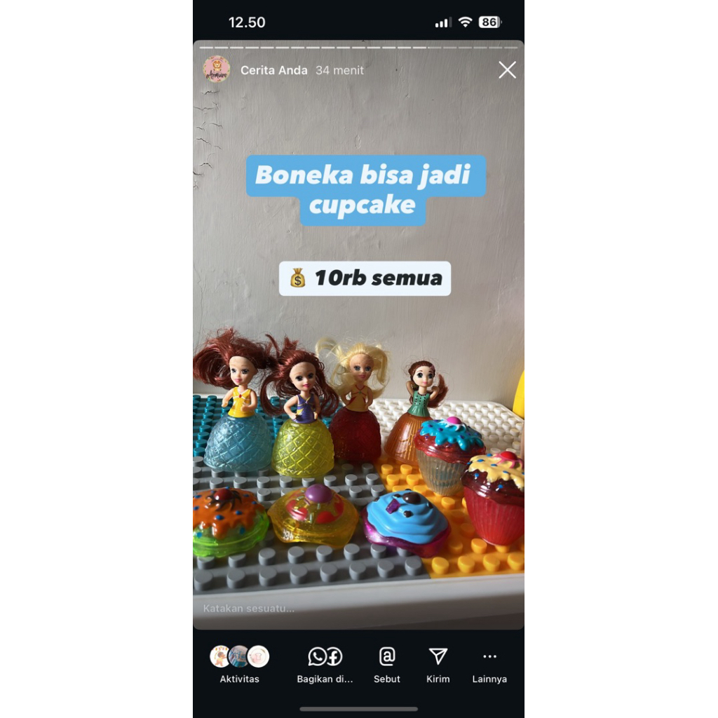 boneka cupcake - pop it - cat air - pasir kinetik anak - pesanan kak kristiana