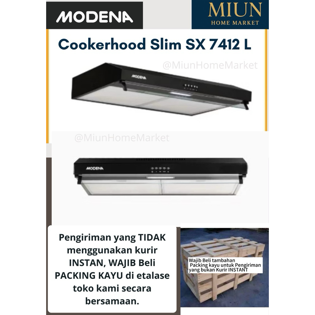 Cooker Hood Modena slim SX 7412 L/penghisap asap dapur/ penyedot asap dapur/hitam