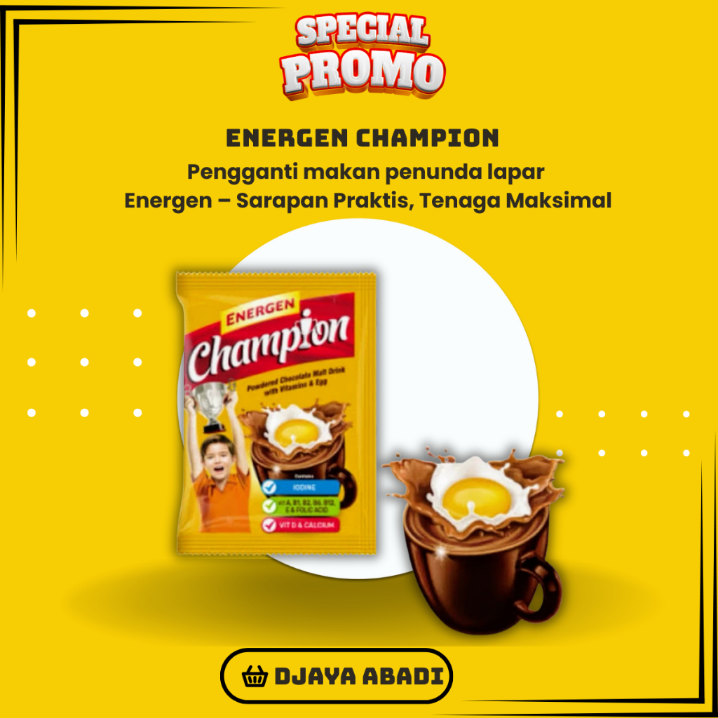 

Energen Champion Minuman Sereal Bergizi dengan Berenergi untuk Pengganti Makanan Penunda Lapar