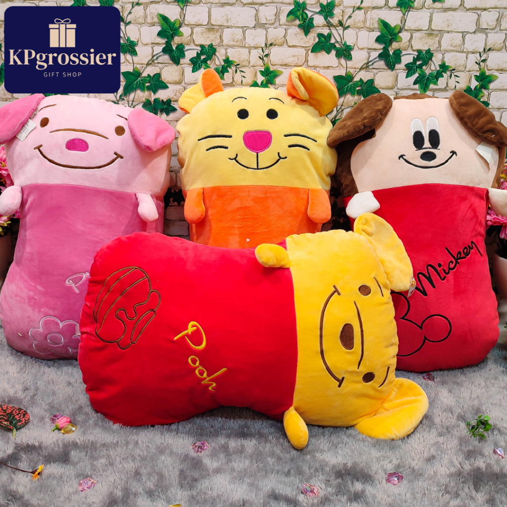Bantal Guling Boneka Anak Karakter Disney Mickey Pooh Tiger dan Piglet 63 cm