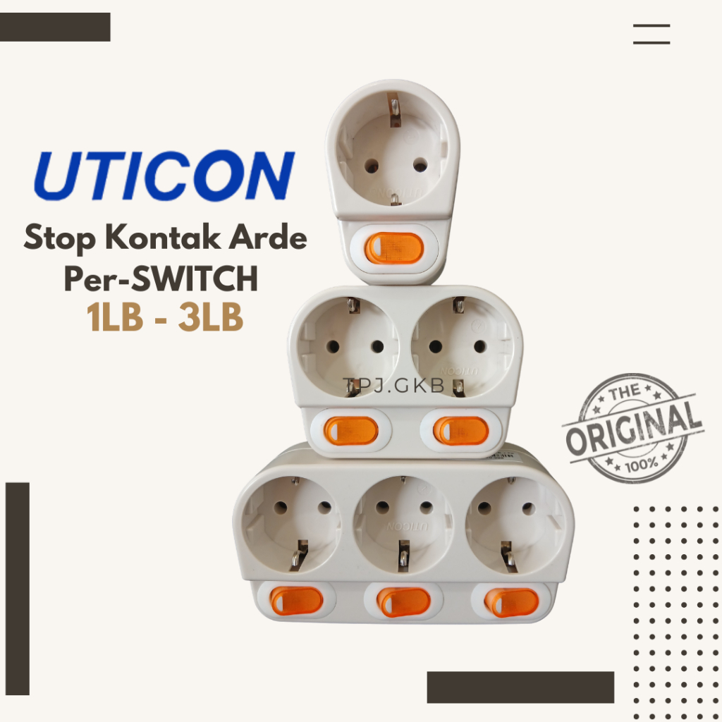 UTICON Stop Kontak Arde Per-Switch 1-3 Lubang | Stop Kontak Setiap Lubang Ada Saklar