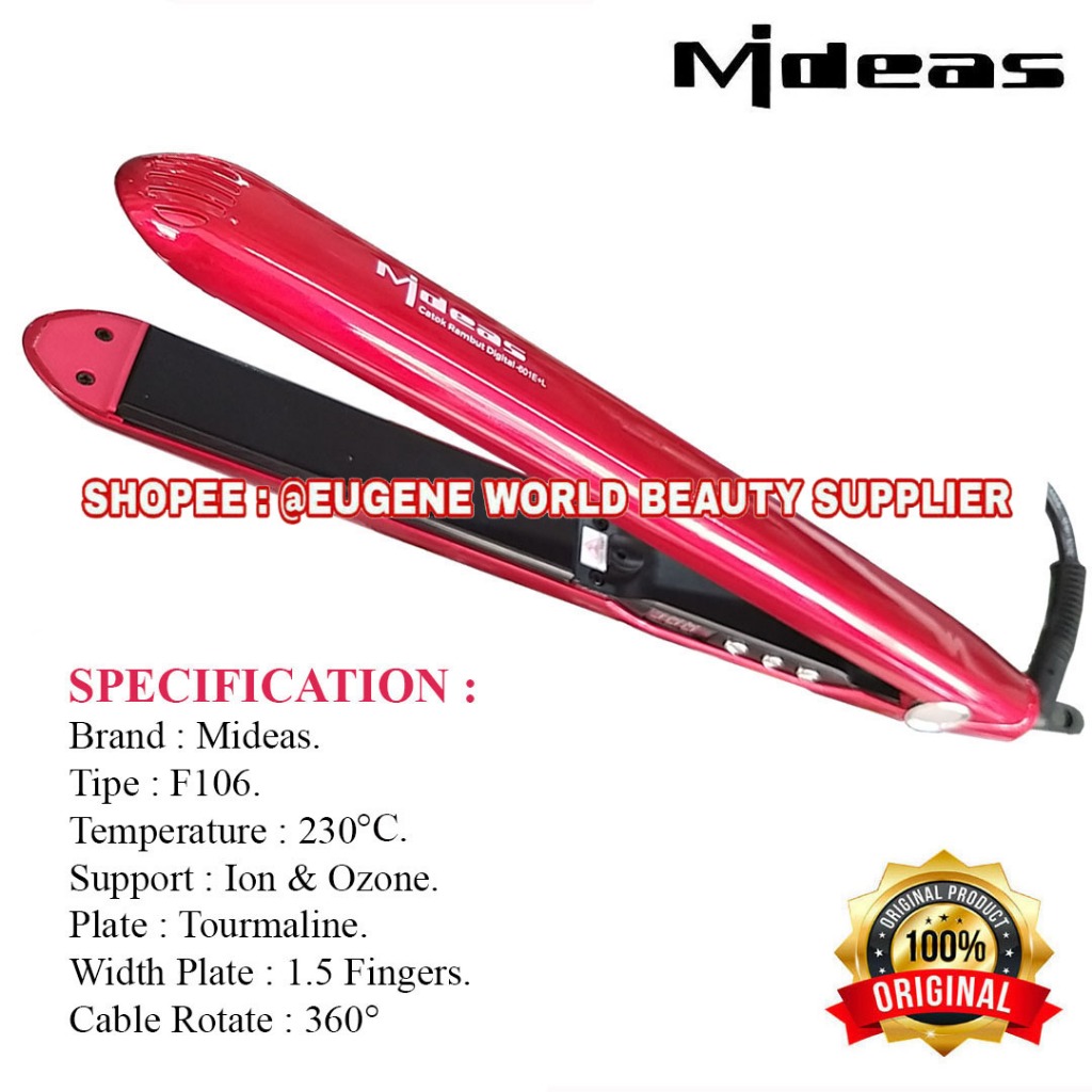 100% ORIGINAL MIDEAS : CATOK RAMBUT MULTIFUNGSI TOURMALINE ION DAN OZONE CATOKAN RAMBUT  LURUS DAN K