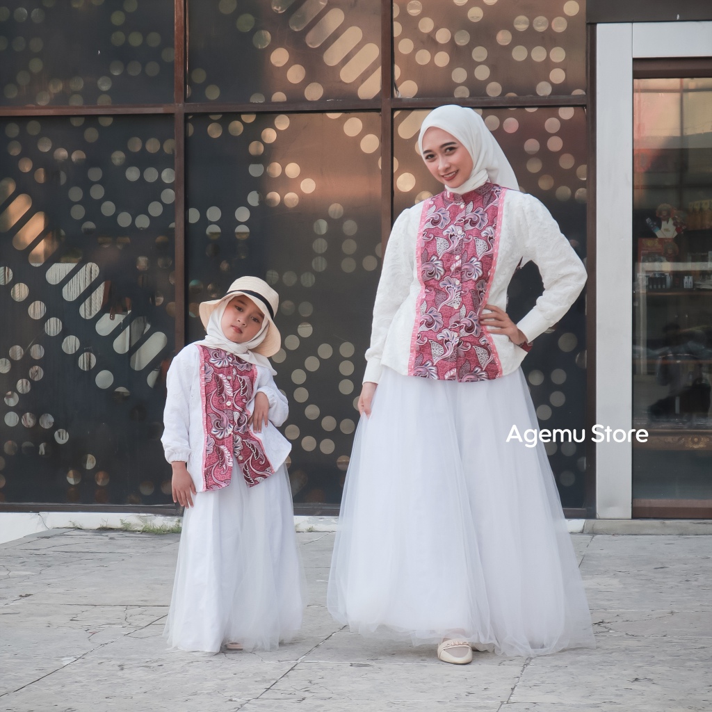 Atasan wanita kemeja wanita kemeja anak blouse couple ibu anak batik brokat kombinasi poloswarna put