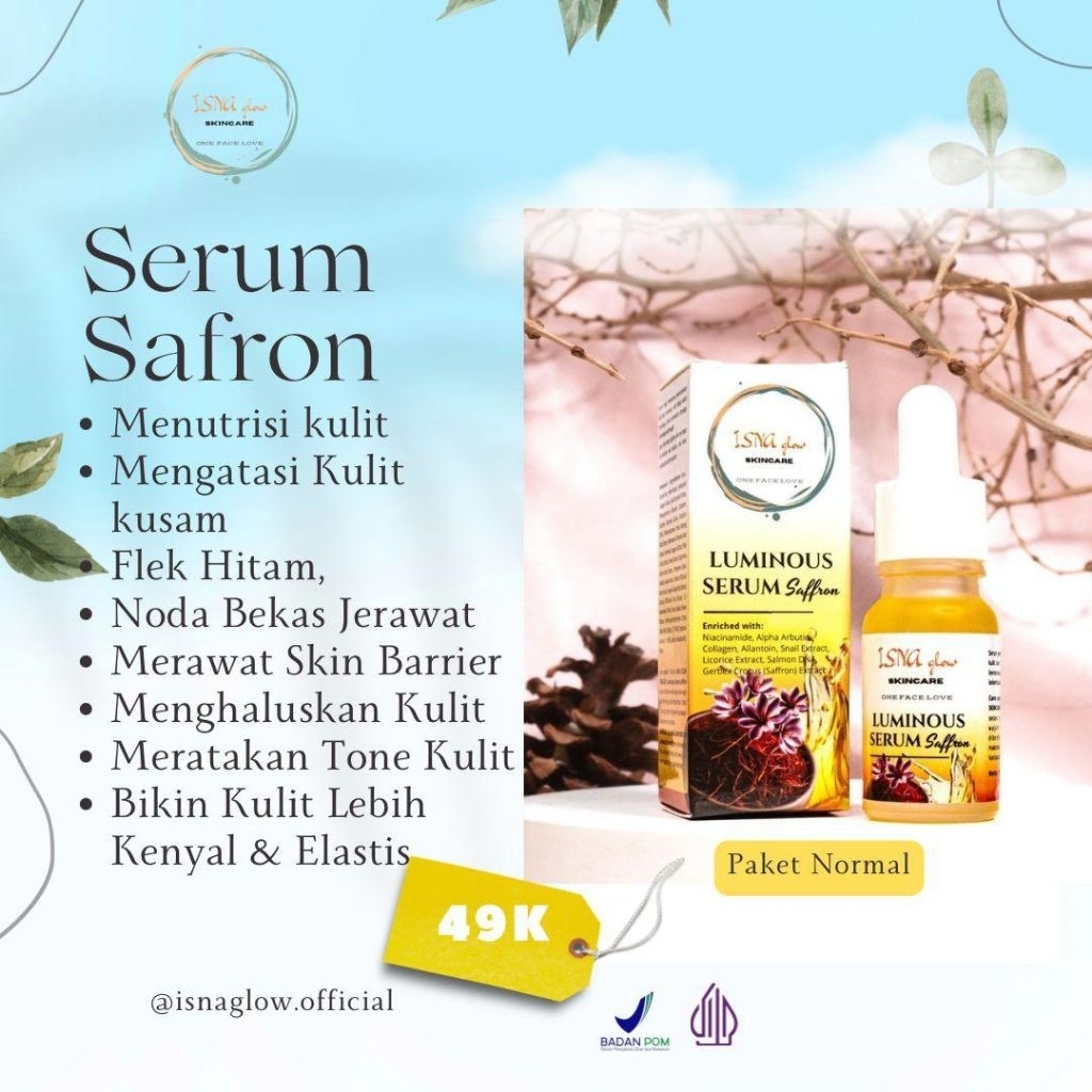 PROMO  ISNA GLOW SERUM LUMINOUS SAFRON BPOM || FREE GIFT