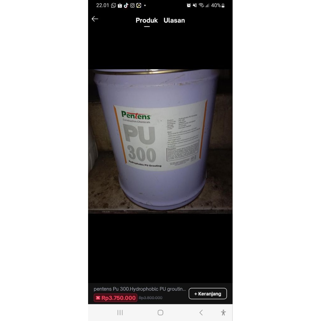 pentens pu 300 hydrophobls pu grouting 20kg