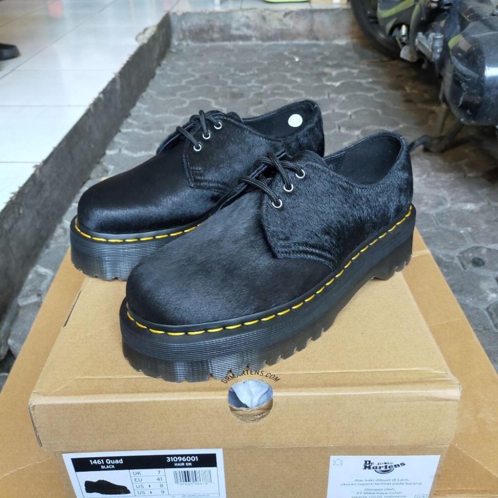Dr Martens 1461 Quad Black Hair On (docmart 1460 smooth cherry oxblood adrian tassel solovair clarks