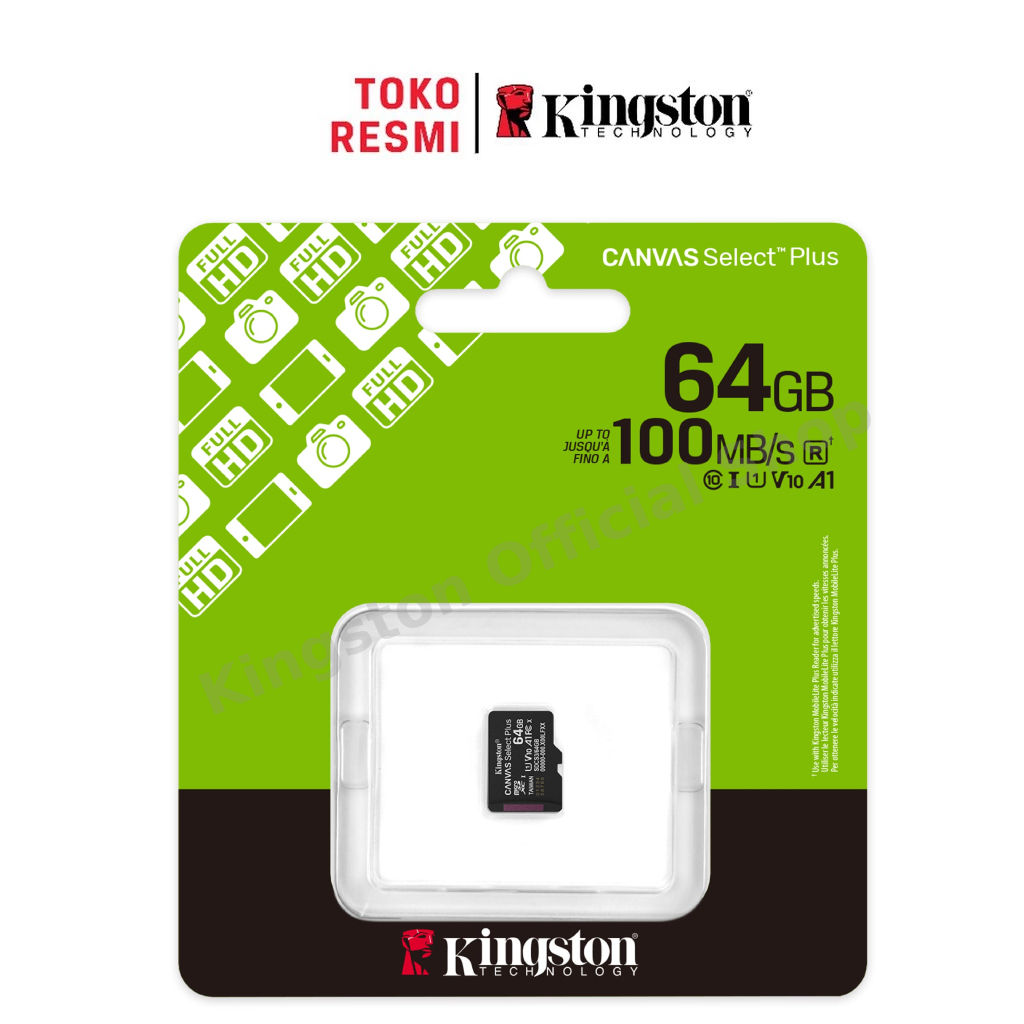 Kingston Canvas Select Plus Class 10 microSD Card 64GB (SDCS3/64GBSP) -Kecepatan 150mb/dtk