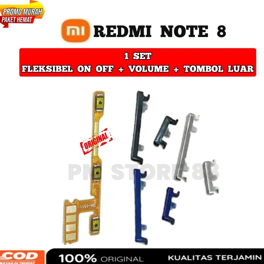 Flexible Tombol On Off Volume XIAOMI REDMI NOTE 8 - Satu Set Original Fleksibel Power On off Volume 
