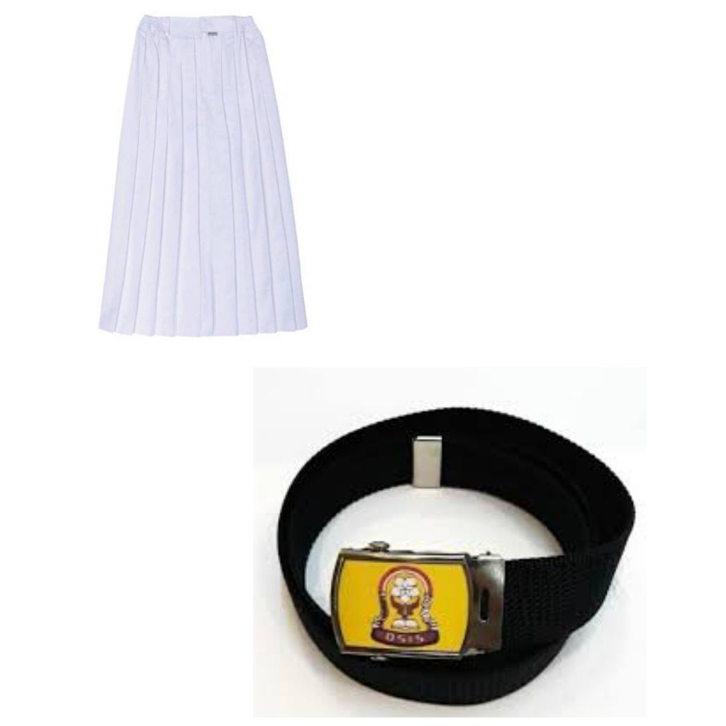 Rok putih panjang SMP/SMA /Rok rempel Lipat-lipat