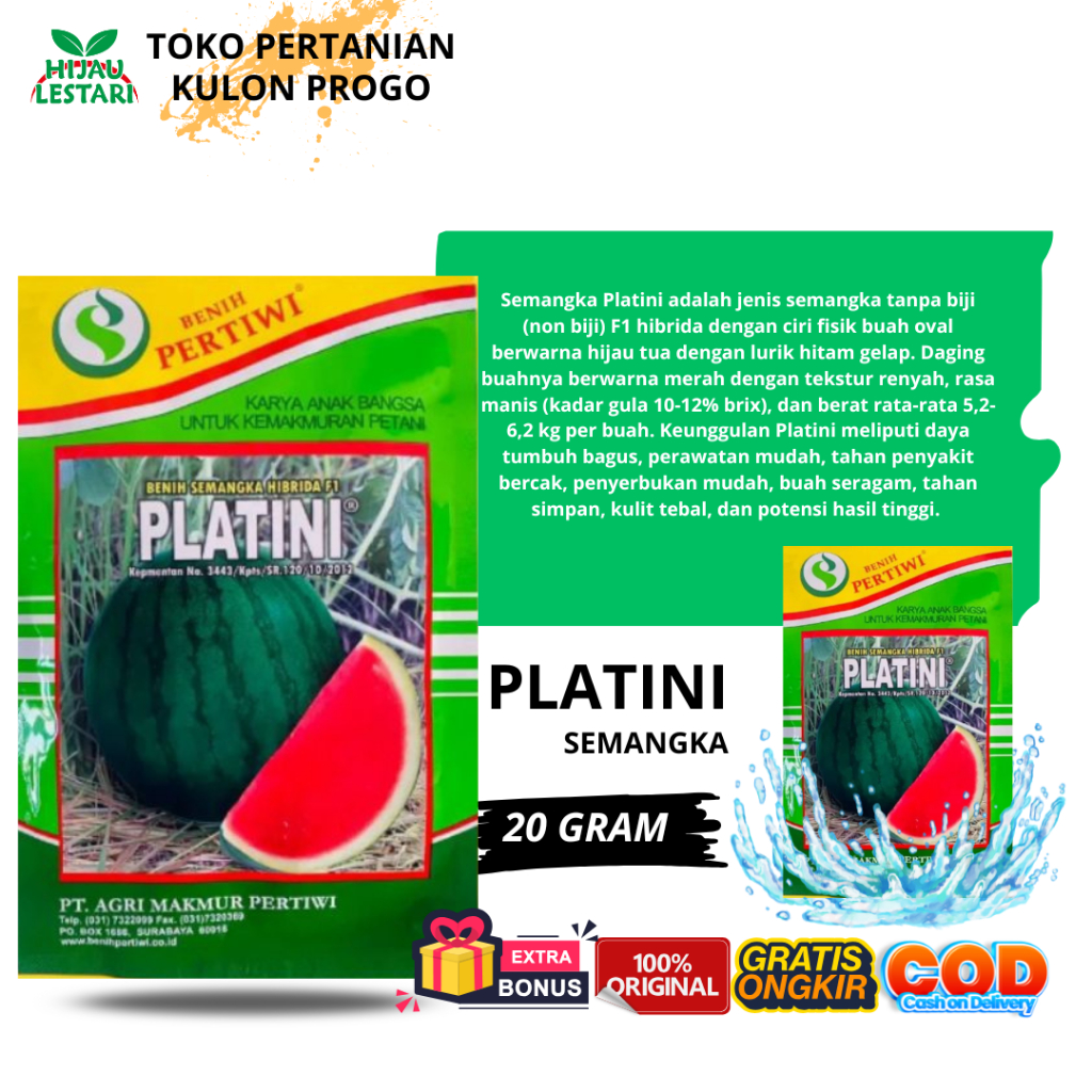 Platini F1 20gram Benih Semangka NON BIJI Hibrida