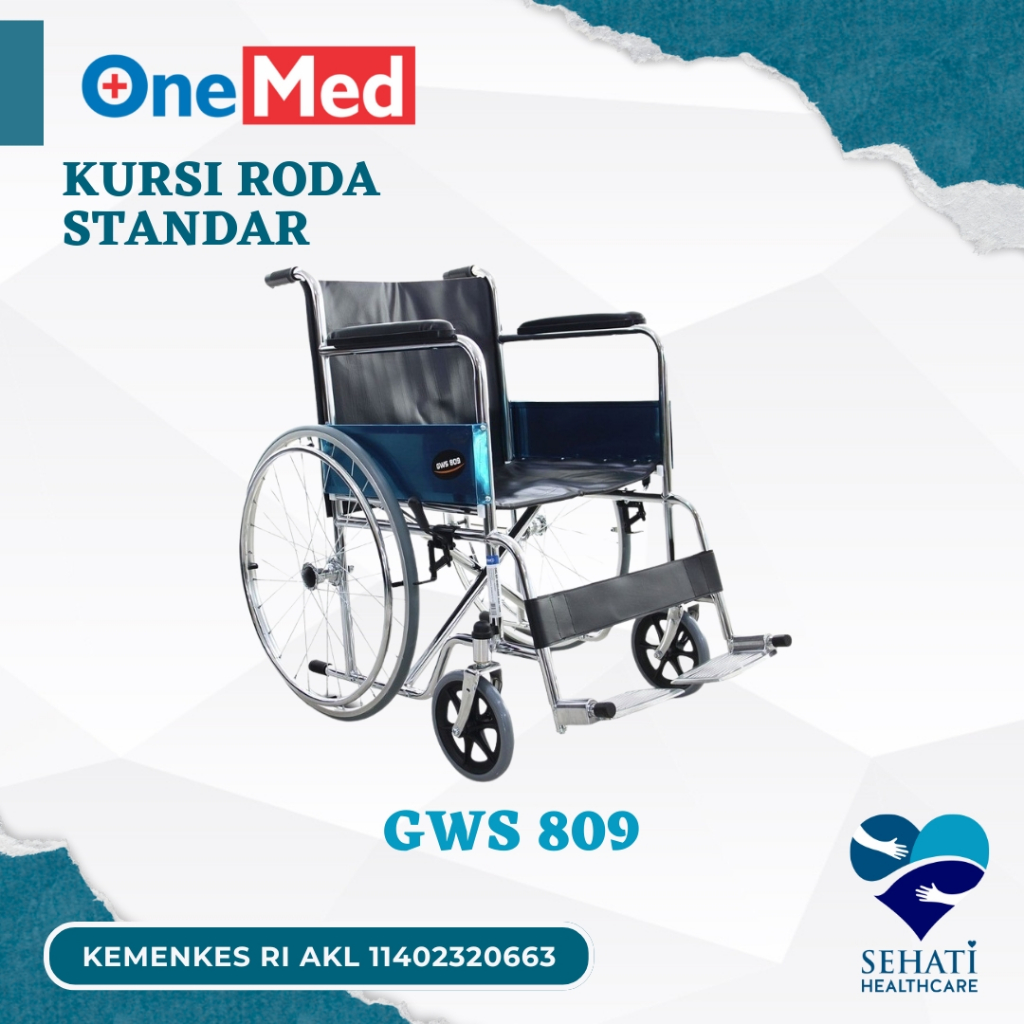 Onemed Kursi Roda Standar GWS 809 Wheel Chair Chromed Steel Alat Bantu Jalan Rumah Sakit GWS809 Medi