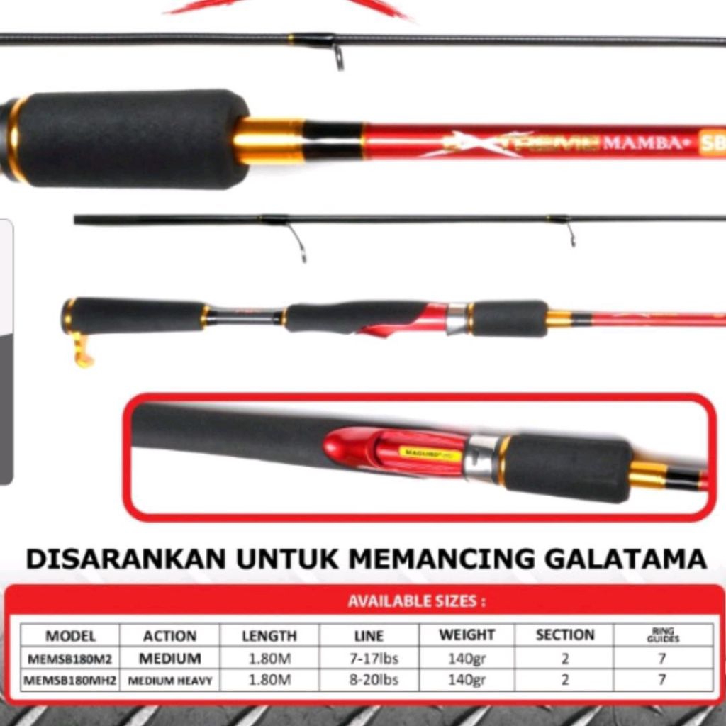 joran pancing maguro mamba 180 cm cs atau sb carbon pakai stoper joran