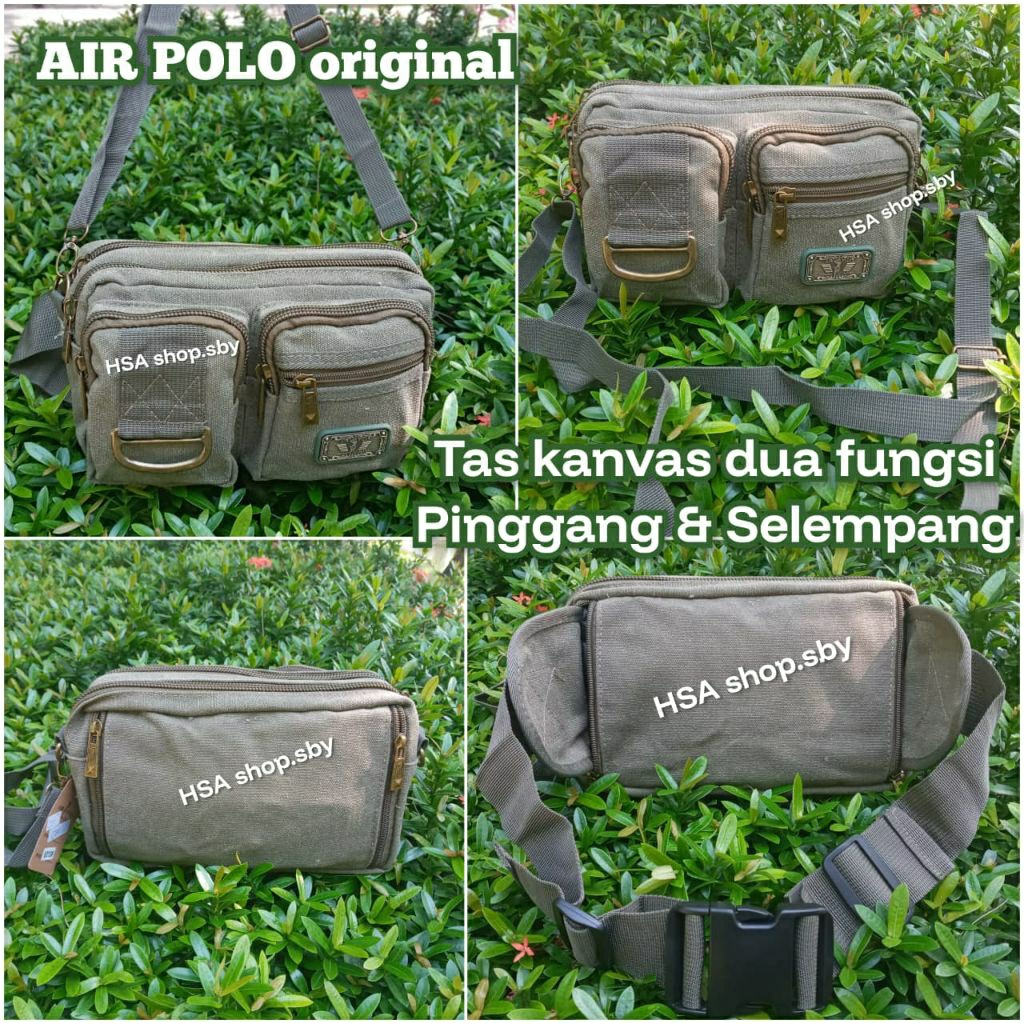 Tas kanvas 2in1 multi fungsi - waistbag / Tas Pinggang / tas selempang / Laki-laki / perempuan / Pol