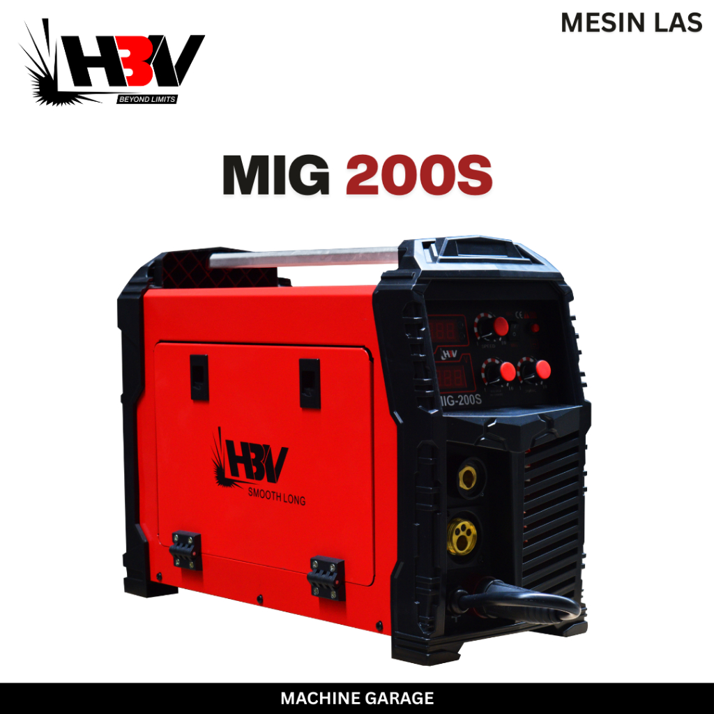 Mesin Las MIG 200S HBV 3 Fungsi Bisa Pakai Gas CO2 atau Tanpa Gas 1 Fasa 220V 40-200A Ringan 14kg Bengkel Rumahan Industri