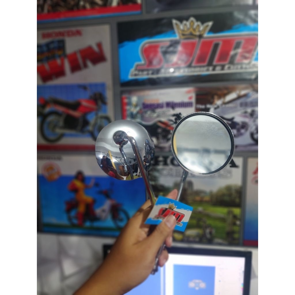 Spion Bulat GL100 PSP STYLE Tangkai Panjang Klasik Krom