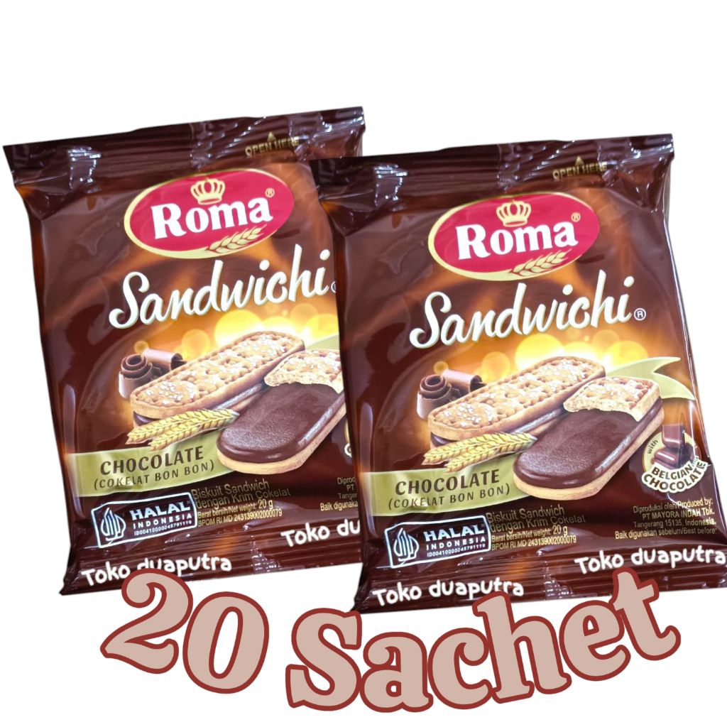 Biskuit Sandwichi Coklat 20 Gr X 20 Sachet / Biskuit Roma Coklat