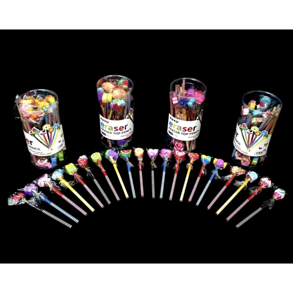 

Pensil Karakter Kartun Lucu Motif Garis Polkadot Pensil Karakter + Penghapus Pensil Lucu Ada Penghapus 3D Pensil Fancy Unik