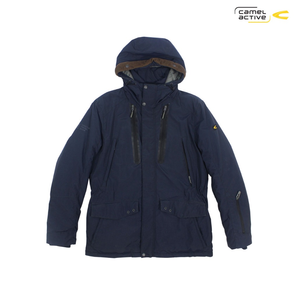 camel active Navy two zipper WIndbreaker Weatherproof Parachute Winter Jacket with hoodie