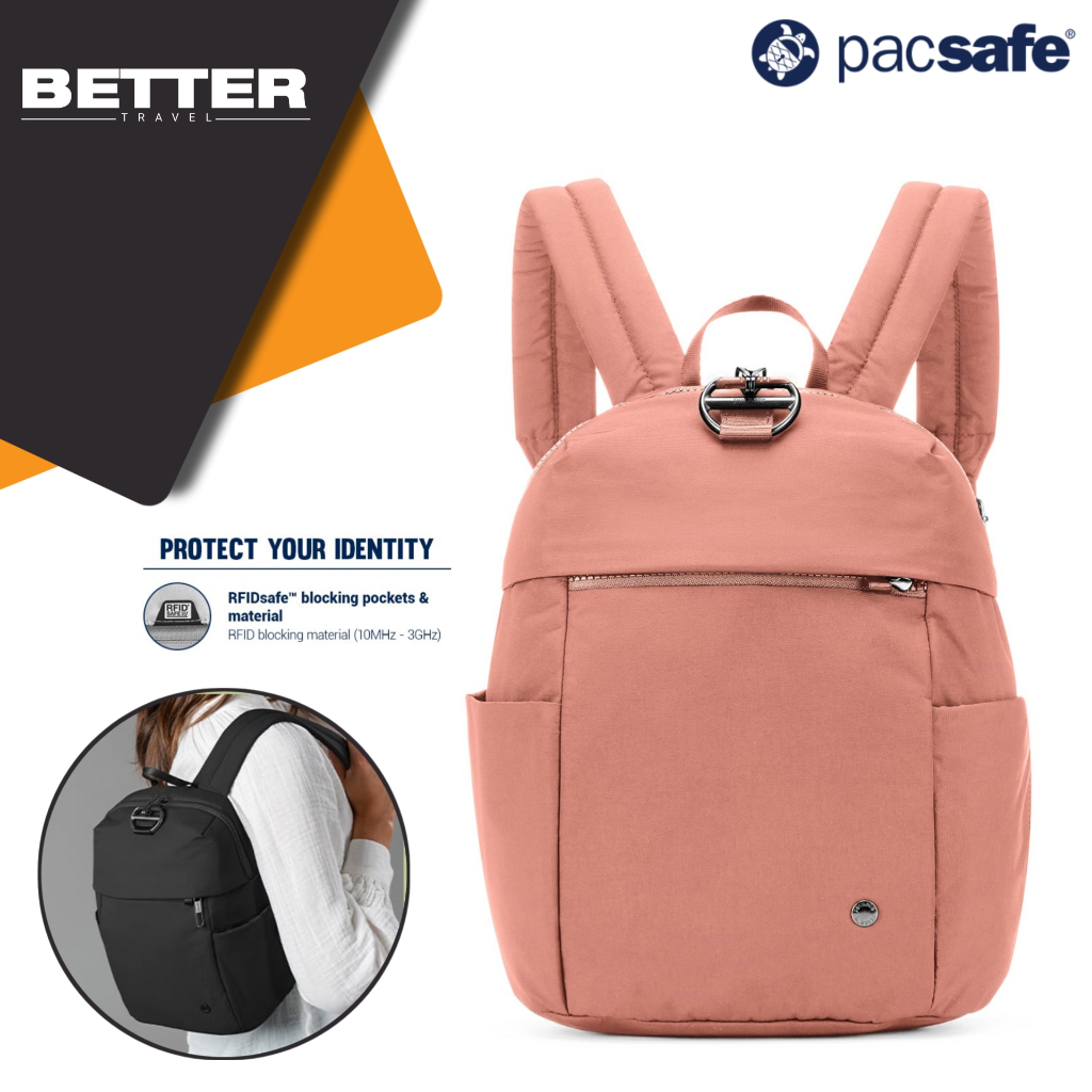Tas PACSAFE ransel small wanita backpack traveling casual daily anti theft RFID protection passport 