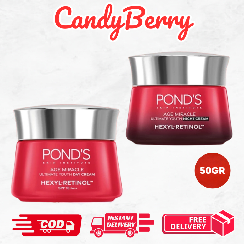 PAKET HEMAT Ponds Age Miracle 50gr Night Cream + Day Cream CandyBerry
