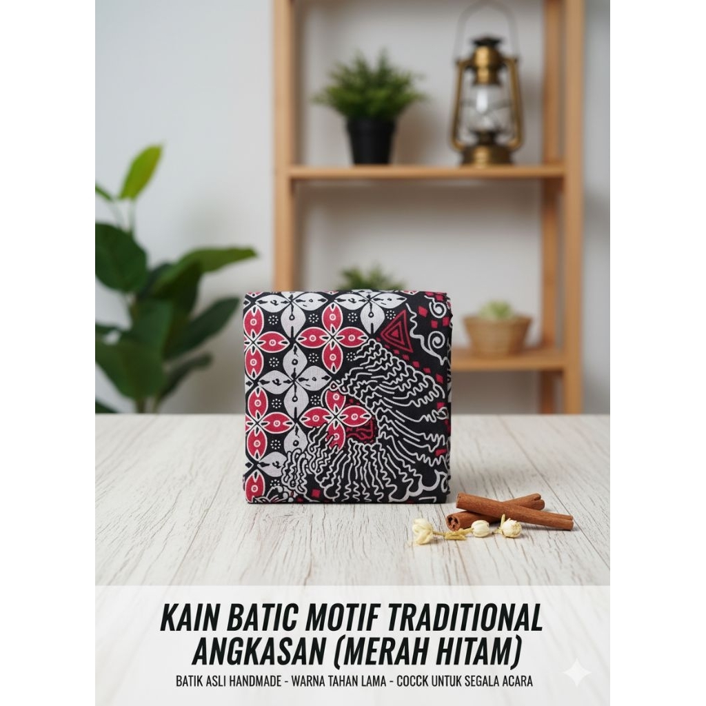 ROK LILIT BATIK MOTIF TRADISIONAL ANGKASAN (MERAH HITAM)