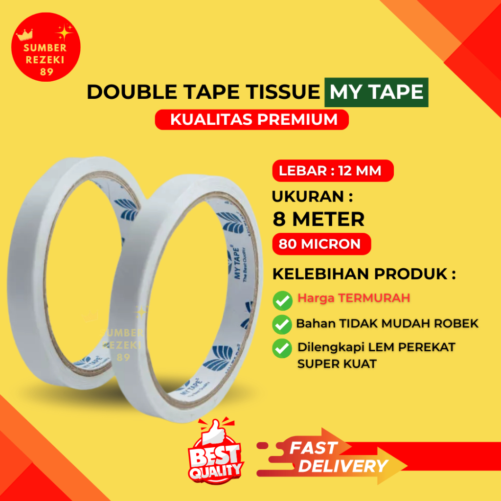 

Double Tape Tissue My Tape 12MM 8 METER 80 Micron