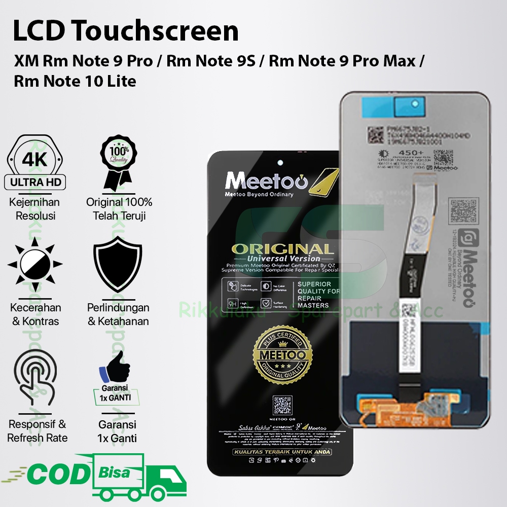 LCD Touchscreen Xiaomi Redmi Note 9 Pro / Note 9S / Note 9 Pro Max / Note 10 Lite Original 100% Full