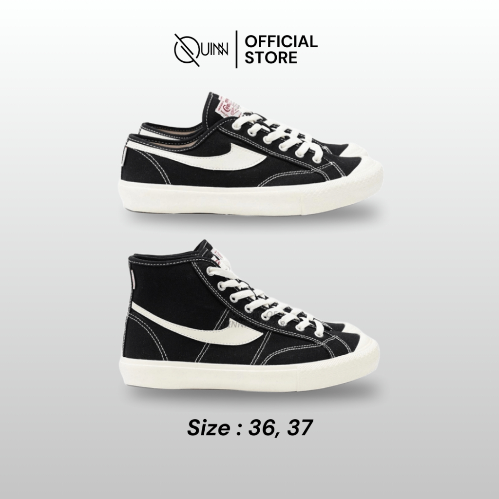 Compass Gazelle Low High Black White Original BNIB Full Set Sepatu Sneakers Casual Tali Pria