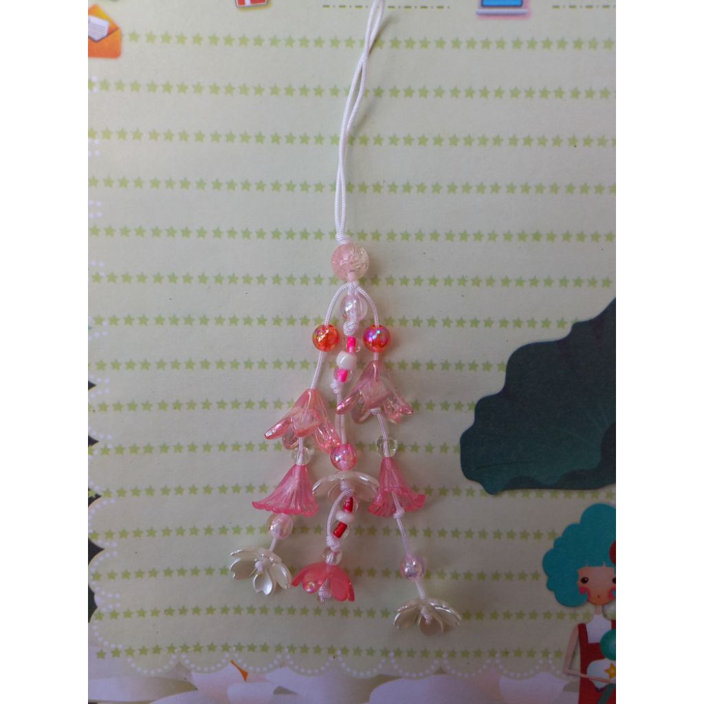 gantungan hp/ strap phone manik pita aesthetic/ tali ponsel warna-warni/ gantungan tas bag charm/ ga